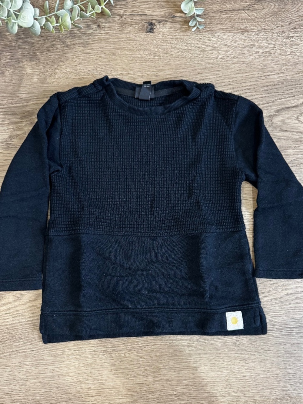 Art Class Boys 3T Black Waffle Knit Crewneck Sweatshirt Pullover